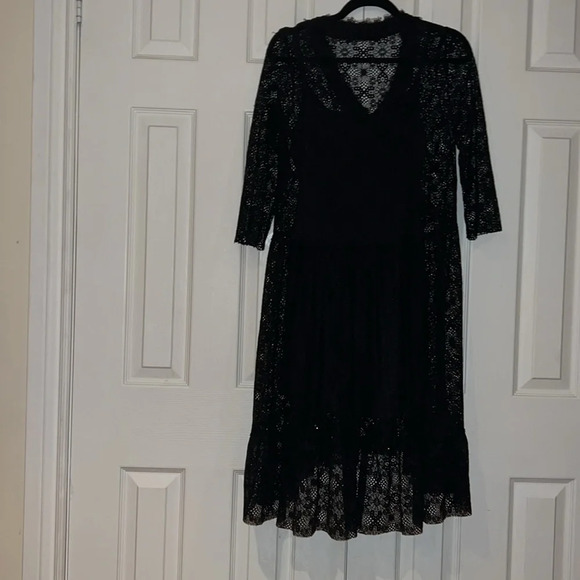 Zara black V neck Lace  Midi dress Sz XS - Picture 11 of 17